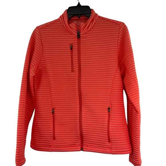 Peter Millar Jackets & Blazers - Peter Millar Crown Sport Womens Med Coral Striped Wicking Full Zip Golf Jacket